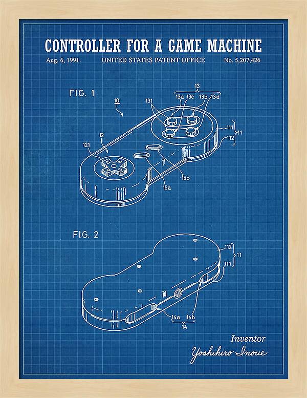 Controller For A Game Machine Super Famicom Blueprint Patent Us5207426a