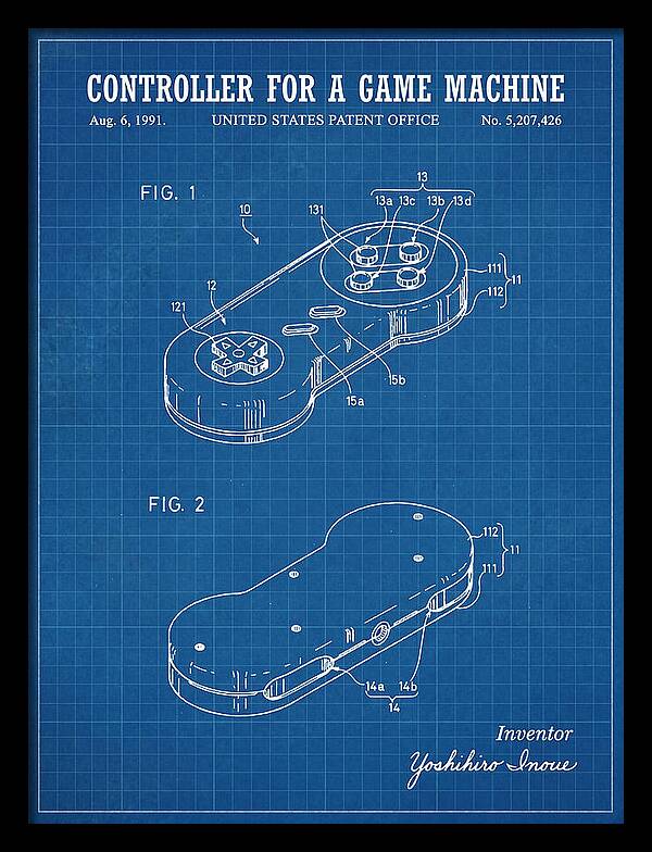 Controller For A Game Machine Super Famicom Blueprint Patent Us5207426a
