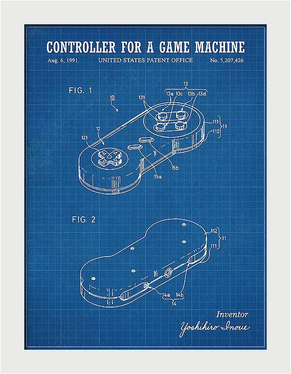 Controller For A Game Machine Super Famicom Blueprint Patent Us5207426a