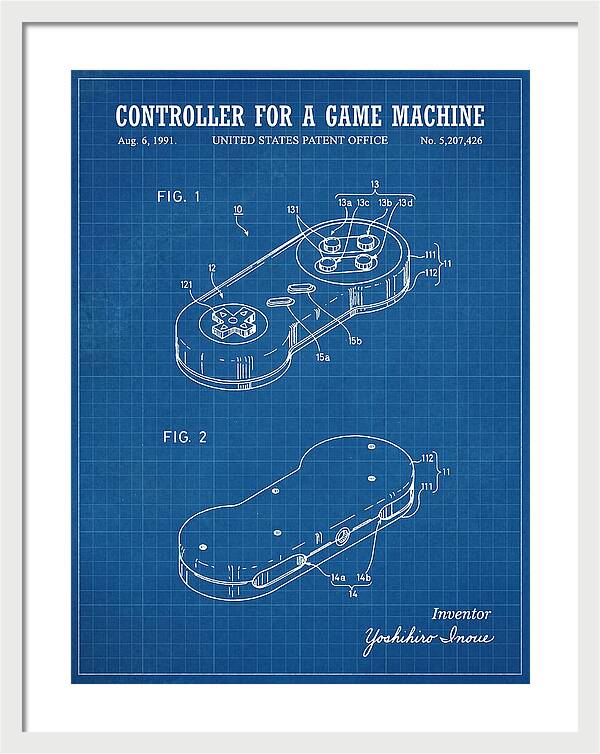 Controller For A Game Machine Super Famicom Blueprint Patent Us5207426a