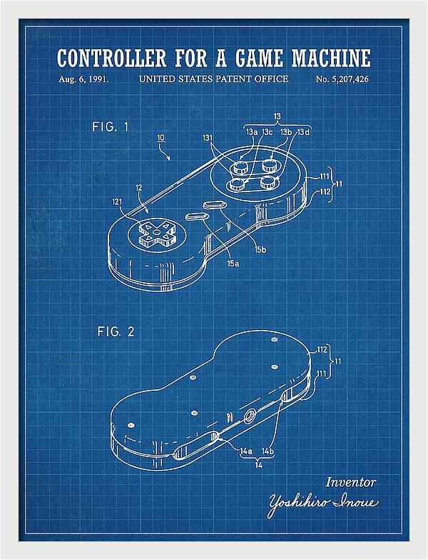 Controller For A Game Machine Super Famicom Blueprint Patent Us5207426a