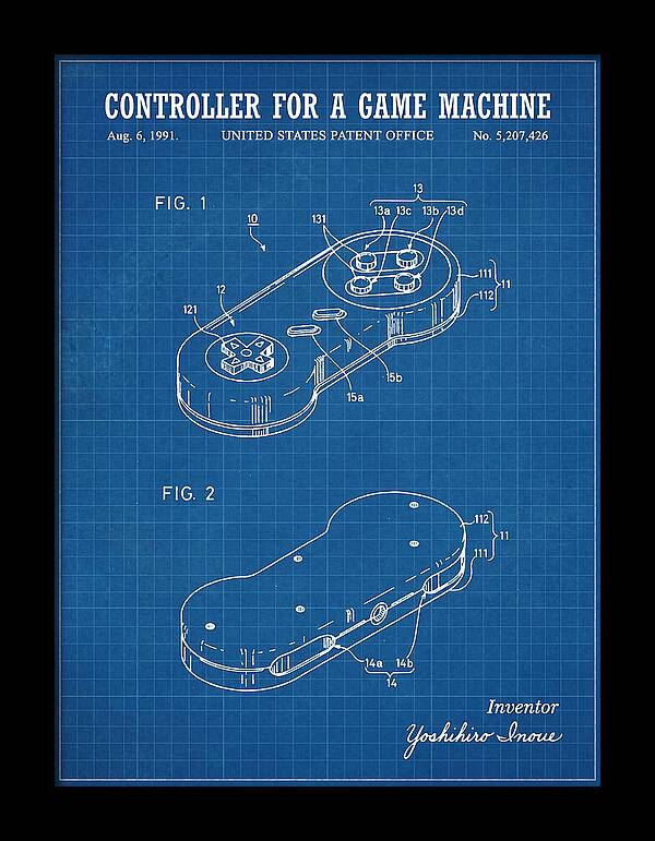Controller For A Game Machine Super Famicom Blueprint Patent Us5207426a