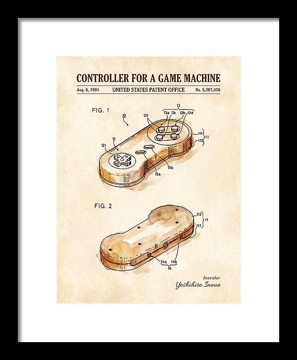 Controller For A Game Machine Super Famicom Watercolor Patent Us5207426a