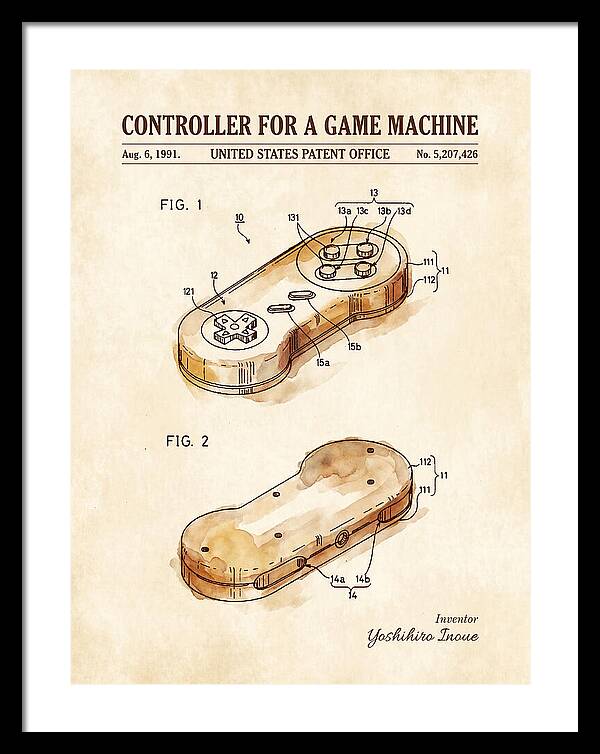 Controller For A Game Machine Super Famicom Watercolor Patent Us5207426a