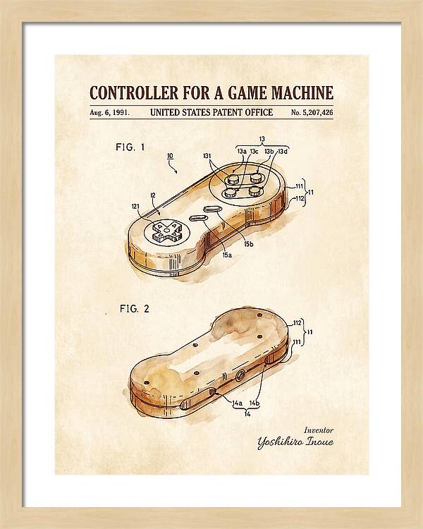 Controller For A Game Machine Super Famicom Watercolor Patent Us5207426a