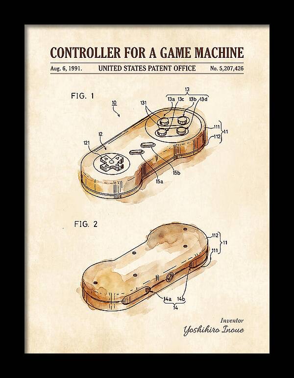 Controller For A Game Machine Super Famicom Watercolor Patent Us5207426a