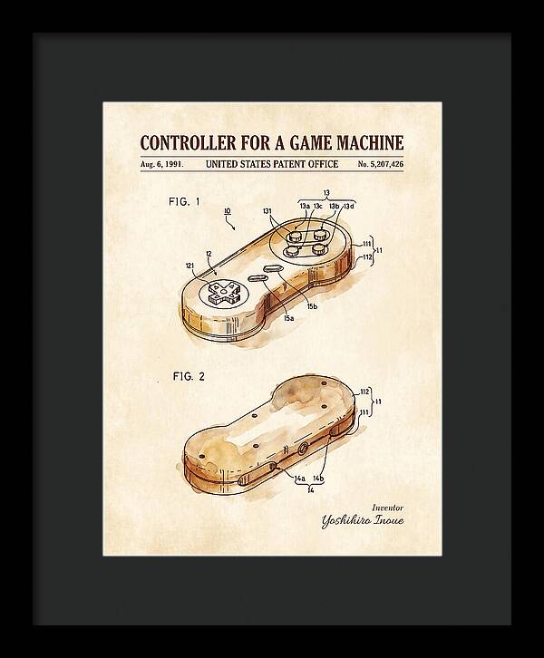 Controller For A Game Machine Super Famicom Watercolor Patent Us5207426a