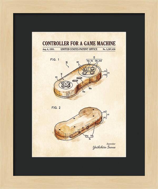 Controller For A Game Machine Super Famicom Watercolor Patent Us5207426a