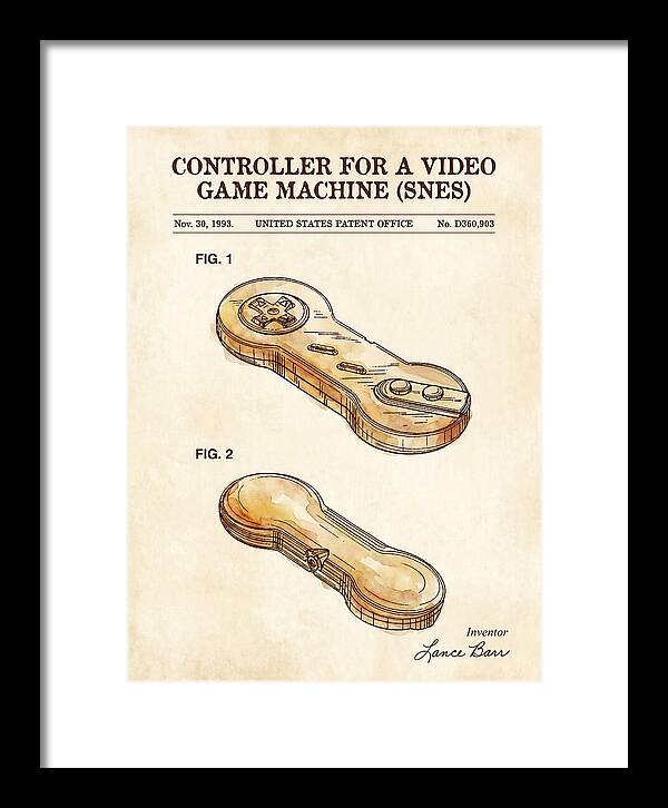 Controller For A Video Game Machine Snes Watercolor Patent Usd360903s