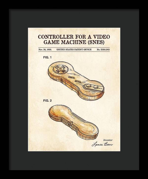 Controller For A Video Game Machine Snes Watercolor Patent Usd360903s