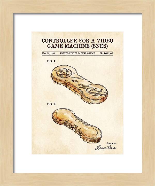 Controller For A Video Game Machine Snes Watercolor Patent Usd360903s