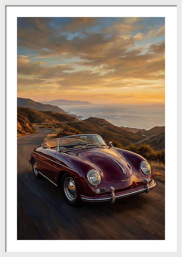 Convertible Car At Sunset