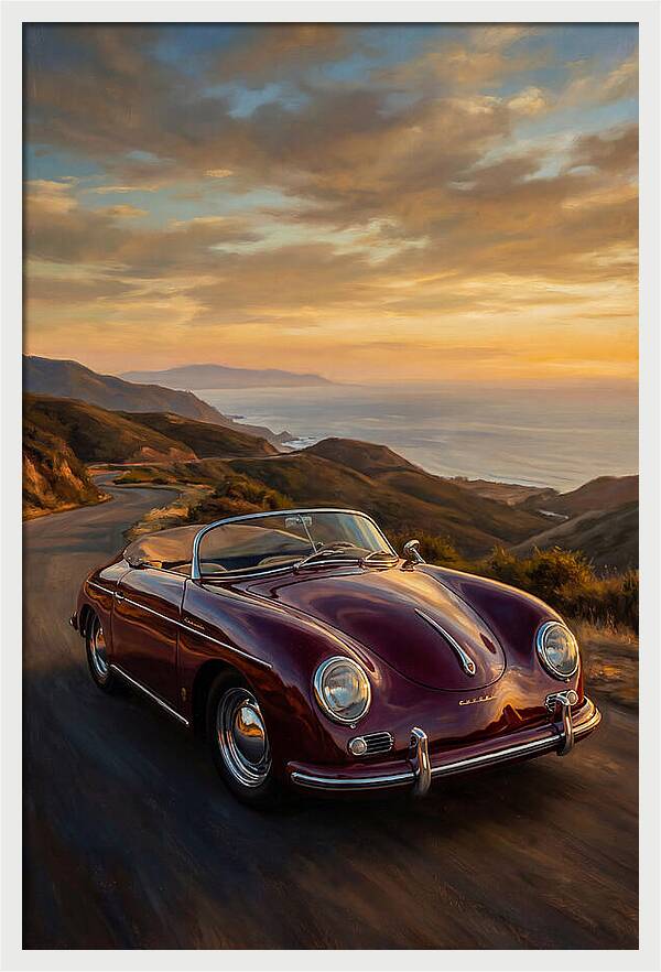 Convertible Car At Sunset
