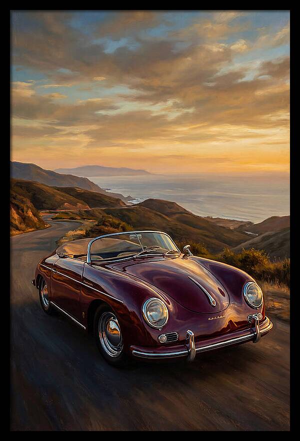 Convertible Car At Sunset