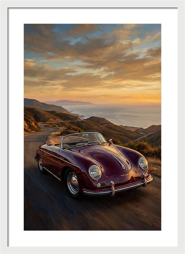 Convertible Car At Sunset