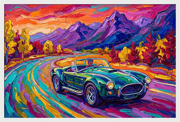 Convertible Car On A Scenic Road