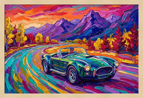 Convertible Car On A Scenic Road