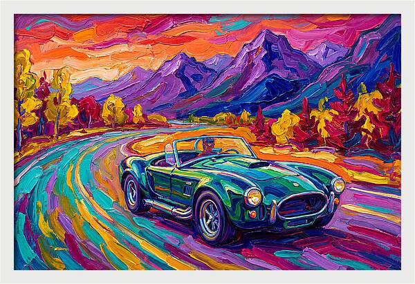 Convertible Car On A Scenic Road