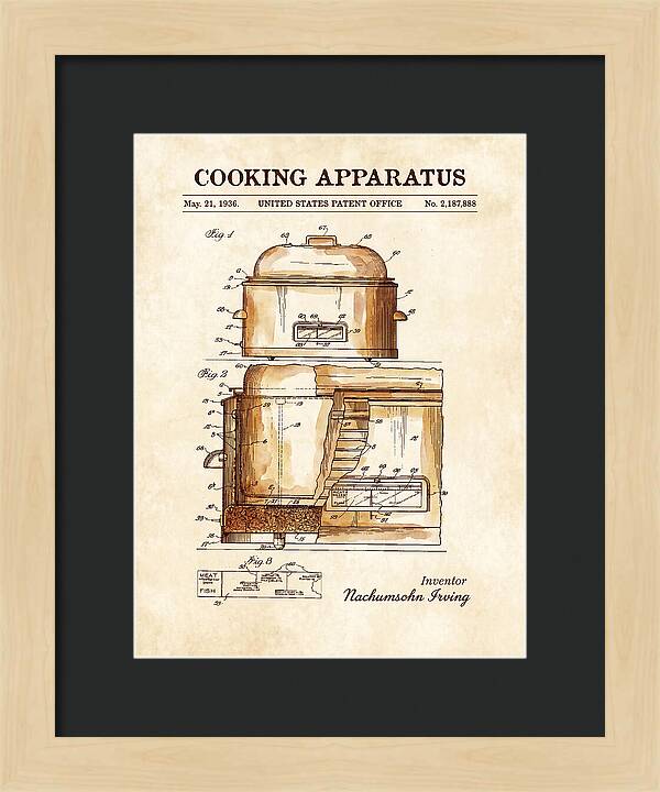 Cooking Apparatus Watercolor Patent Us2187888a