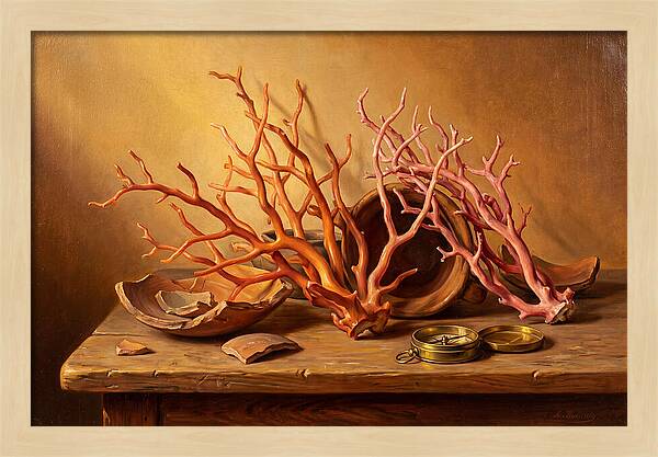Coral Still Life Composition