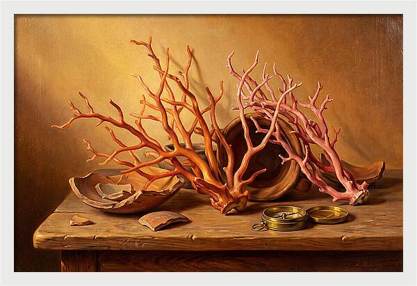 Coral Still Life Composition