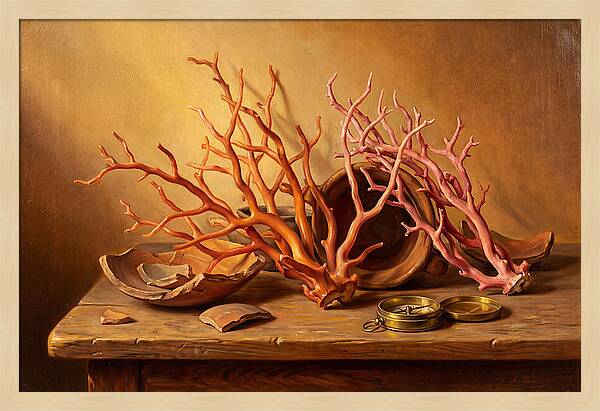 Coral Still Life Composition