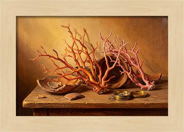 Coral Still Life Composition