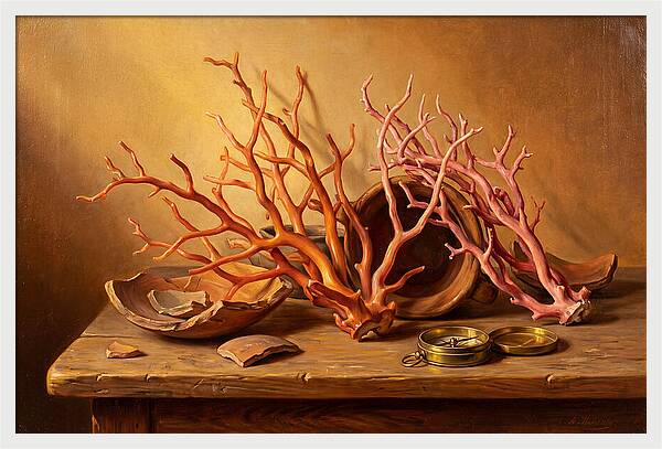 Coral Still Life Composition