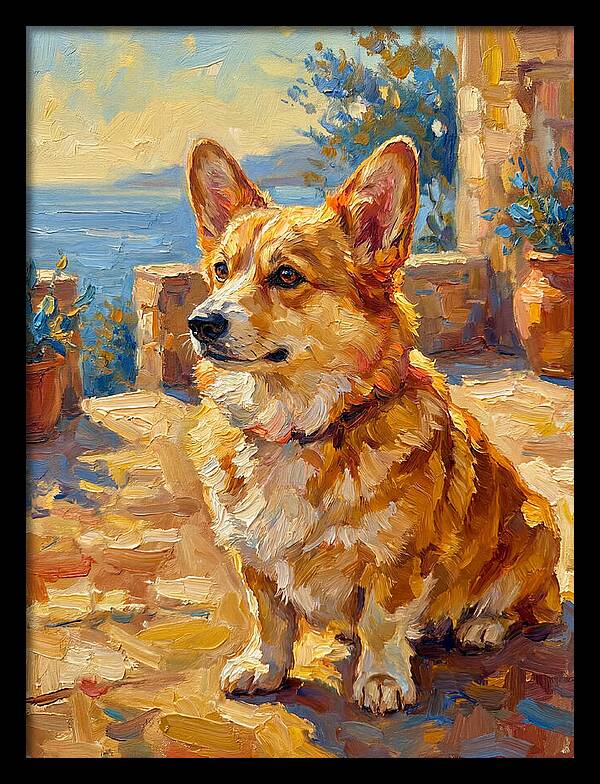 Corgi In A Mediterranean Setting