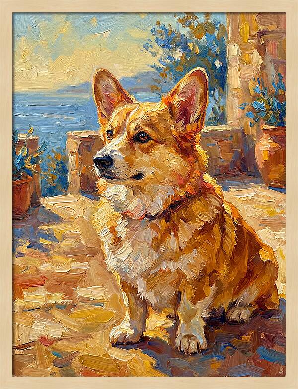 Corgi In A Mediterranean Setting