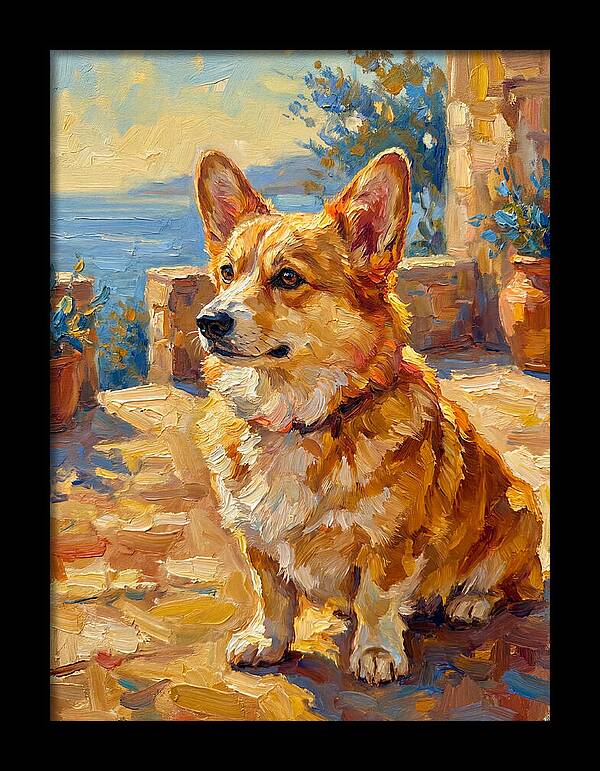 Corgi In A Mediterranean Setting