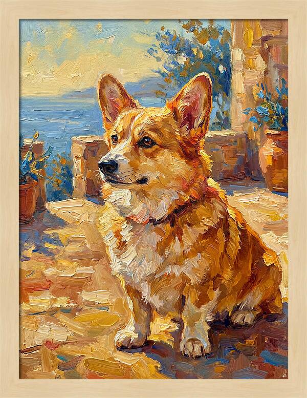 Corgi In A Mediterranean Setting