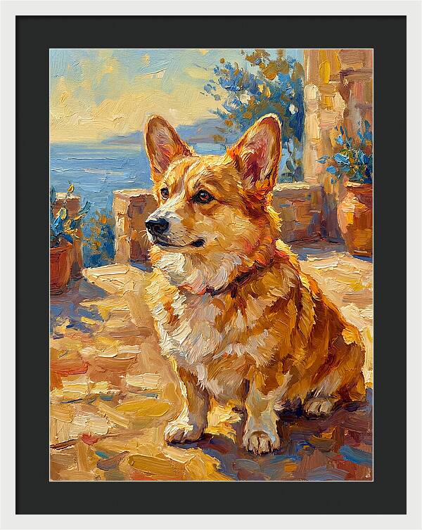 Corgi In A Mediterranean Setting