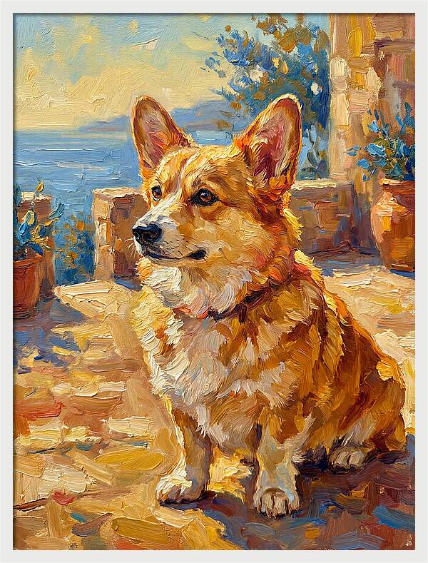 Corgi In A Mediterranean Setting