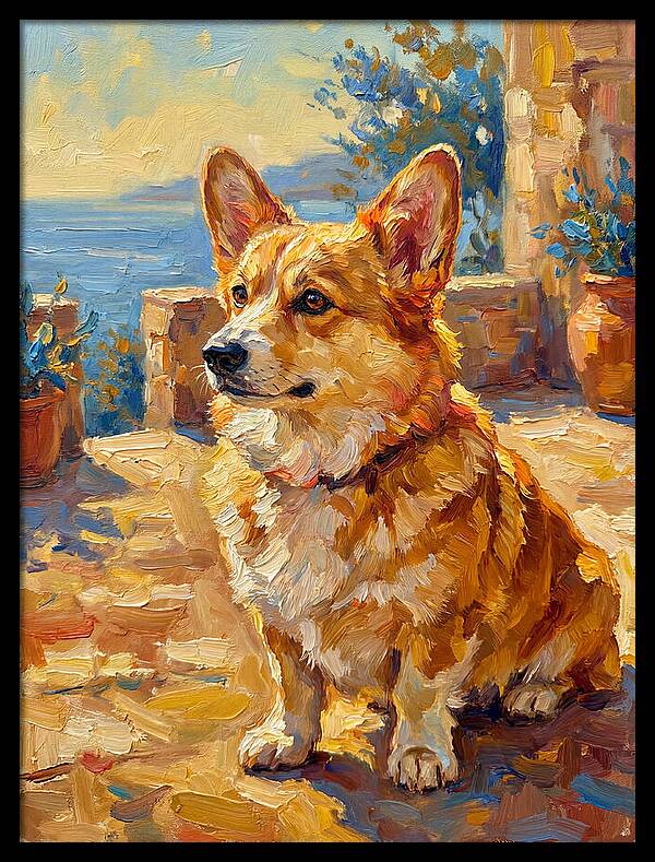 Corgi In A Mediterranean Setting