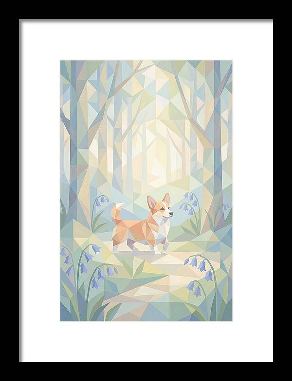Corgi Walking Through Bluebell Woodland