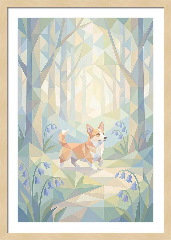Corgi Walking Through Bluebell Woodland