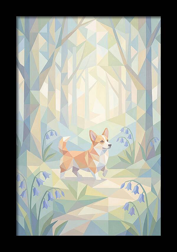 Corgi Walking Through Bluebell Woodland