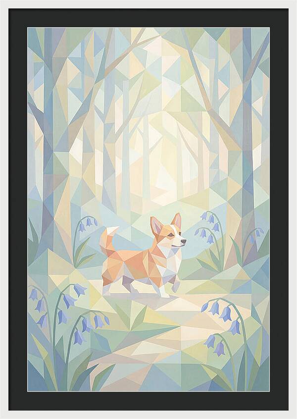 Corgi Walking Through Bluebell Woodland