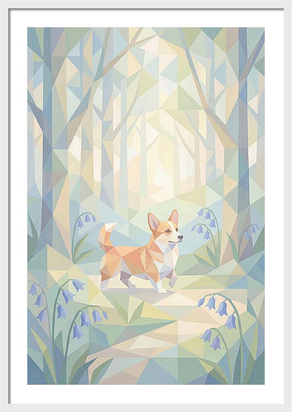 Corgi Walking Through Bluebell Woodland