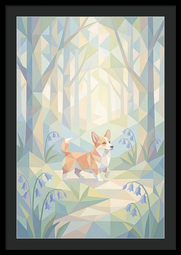 Corgi Walking Through Bluebell Woodland