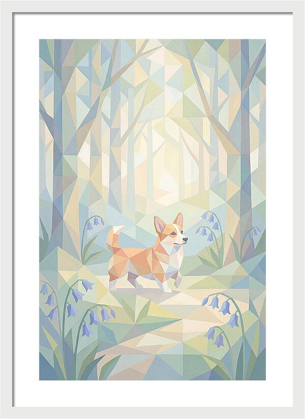 Corgi Walking Through Bluebell Woodland