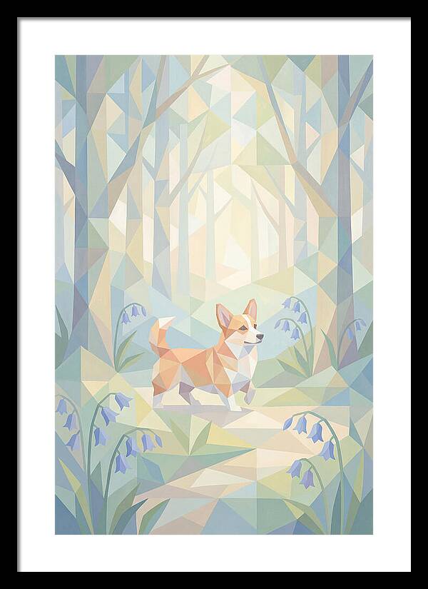 Corgi Walking Through Bluebell Woodland