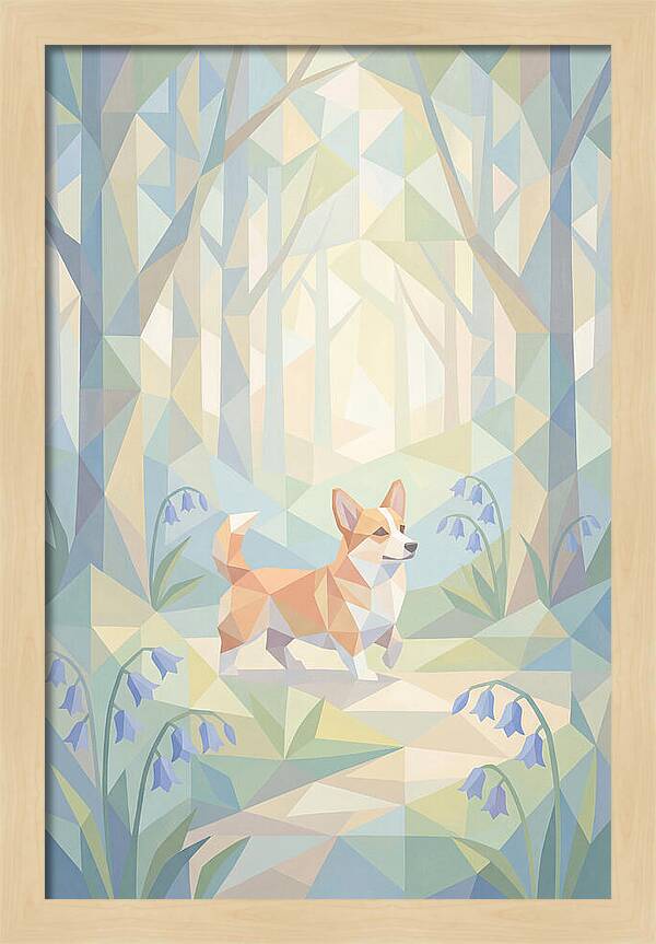 Corgi Walking Through Bluebell Woodland