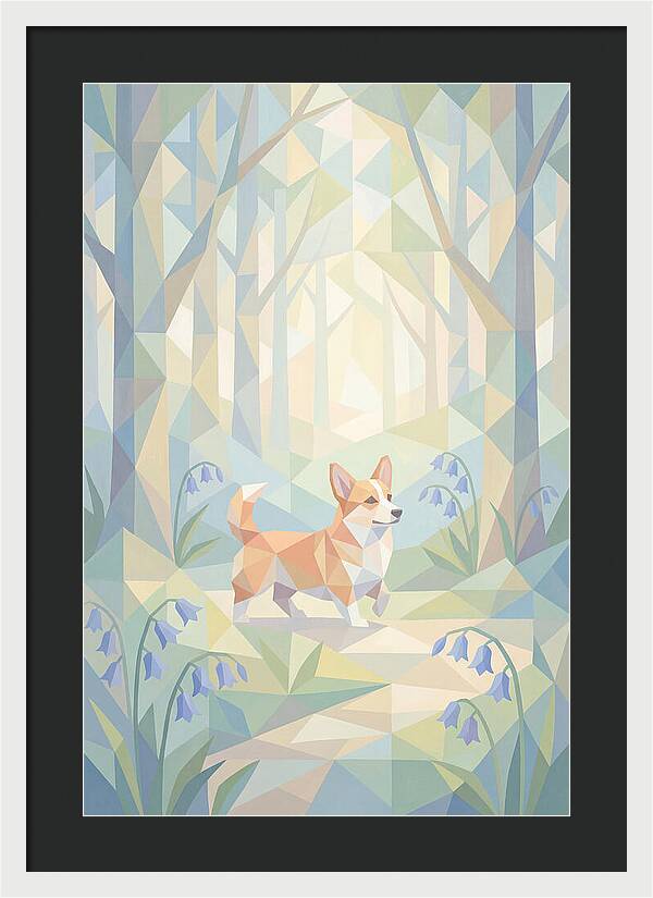 Corgi Walking Through Bluebell Woodland