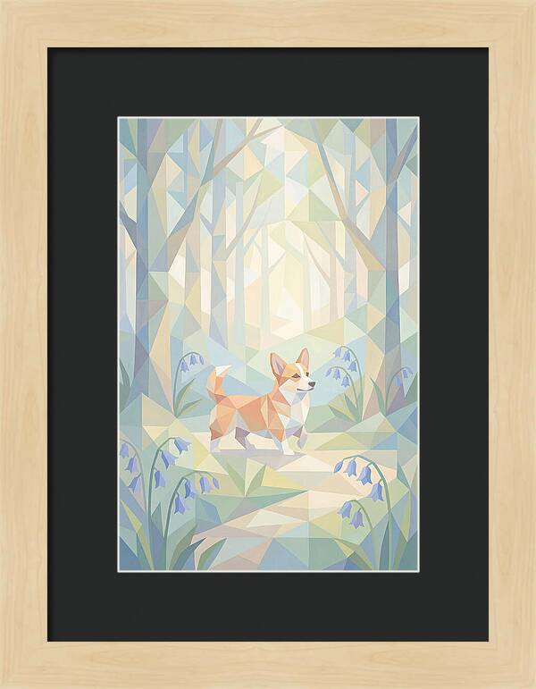 Corgi Walking Through Bluebell Woodland