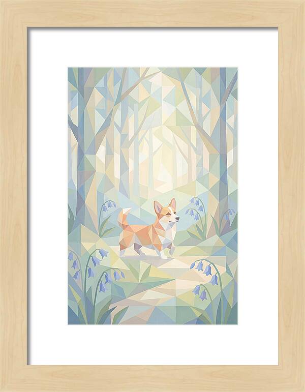 Corgi Walking Through Bluebell Woodland