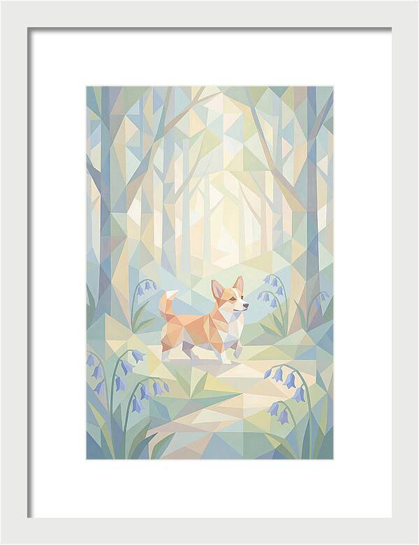 Corgi Walking Through Bluebell Woodland