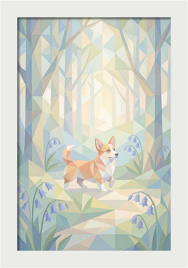 Corgi Walking Through Bluebell Woodland