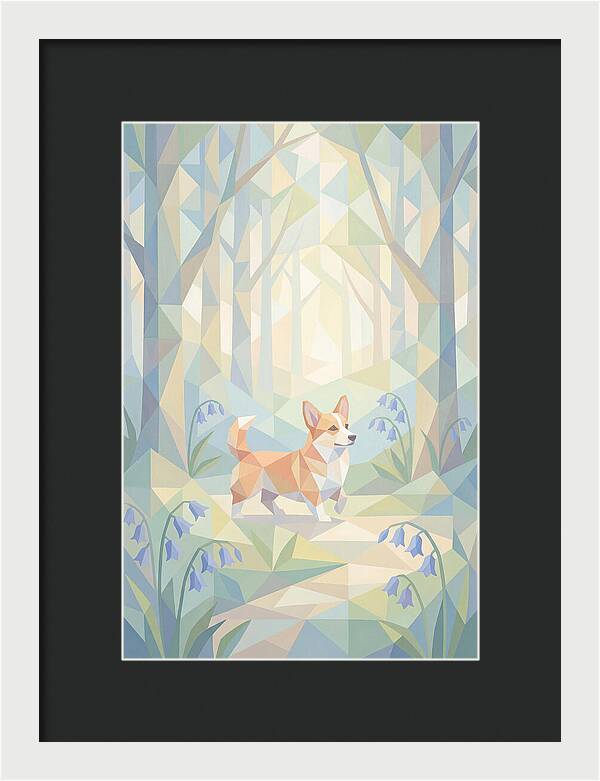 Corgi Walking Through Bluebell Woodland
